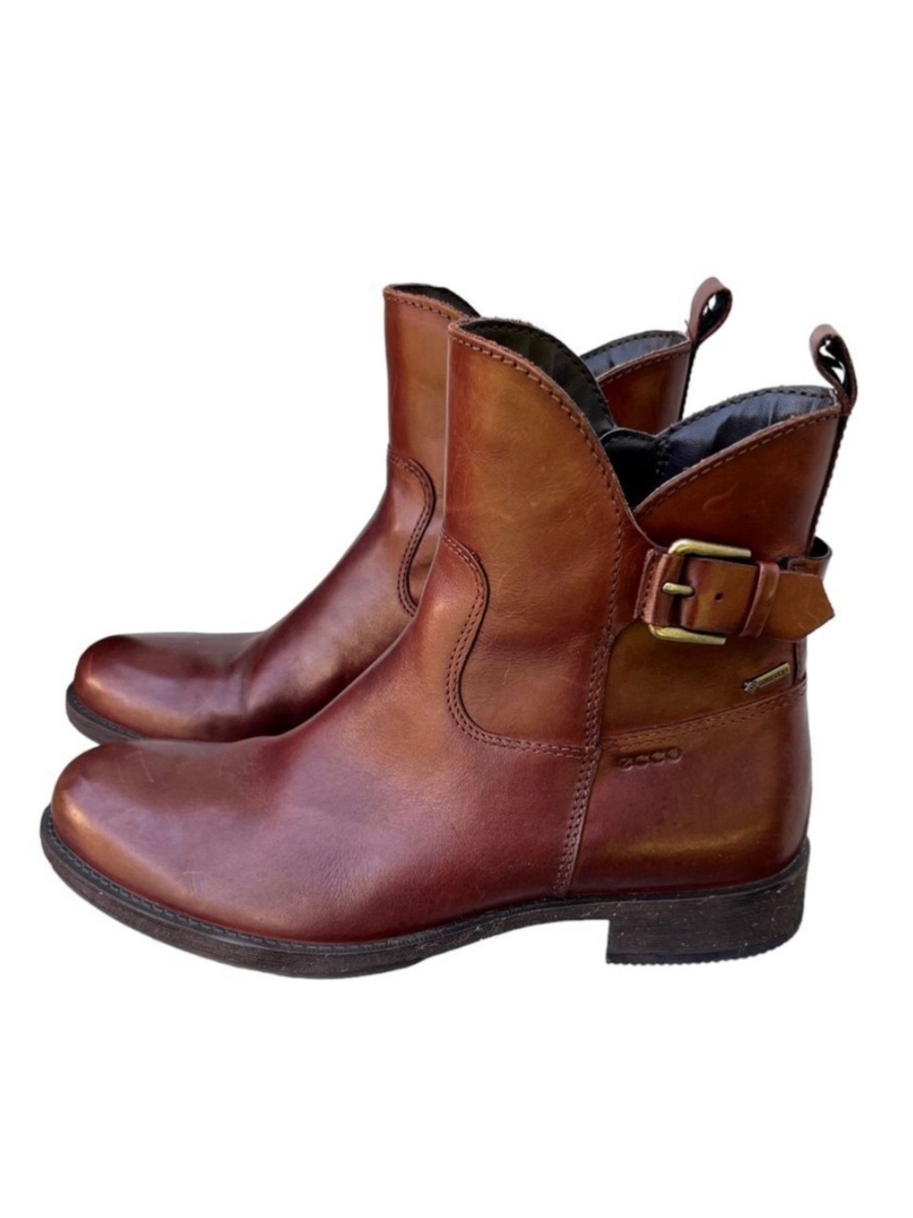 Ecco Brown Saunter Goretex Midcut Buckle Zip Boots Waterproof Size 6